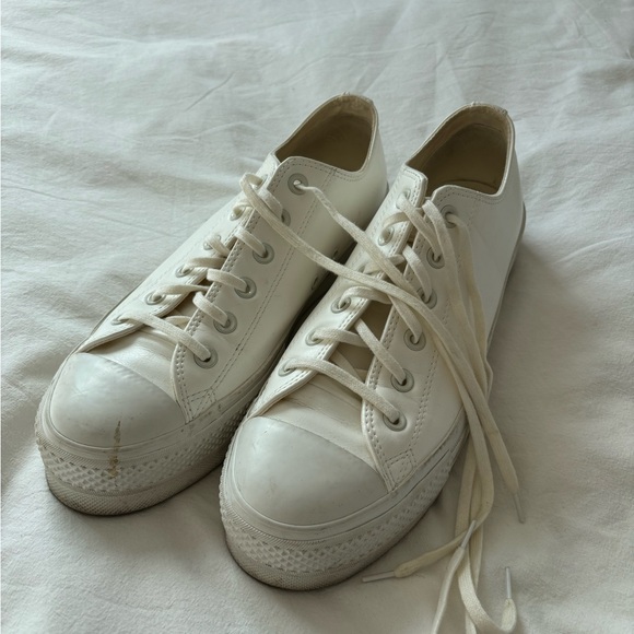WHITE LEATHER PLATFORM CONVERSE - Picture 2 of 6